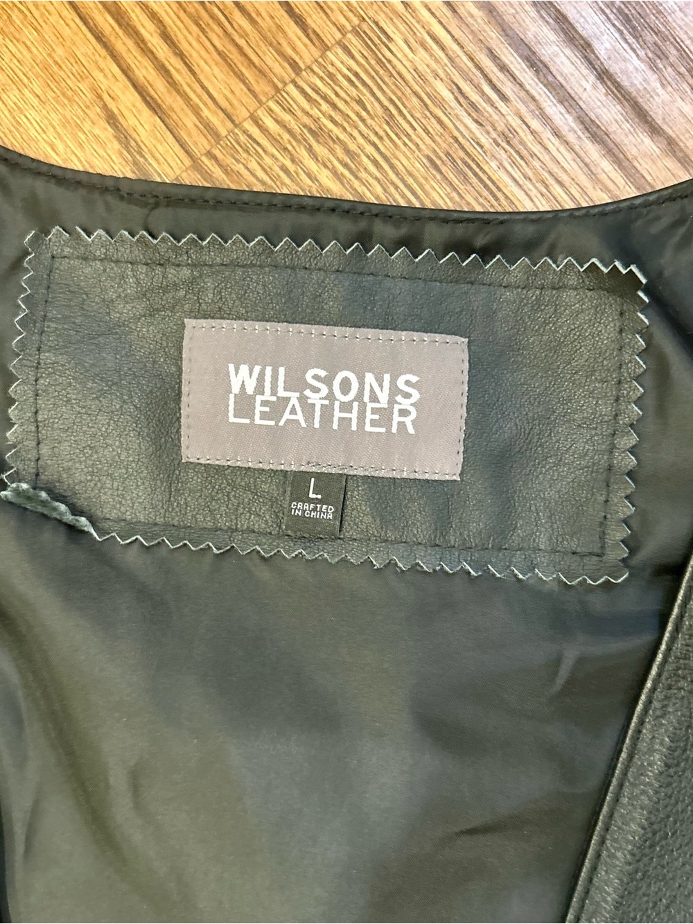 Wilson’s leather lace up side, snap front, vest with eagle on back. - Picture 3 of 5